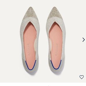 Rothy’s The Point Diamond Metallic gold cream white pointed flats 10.5